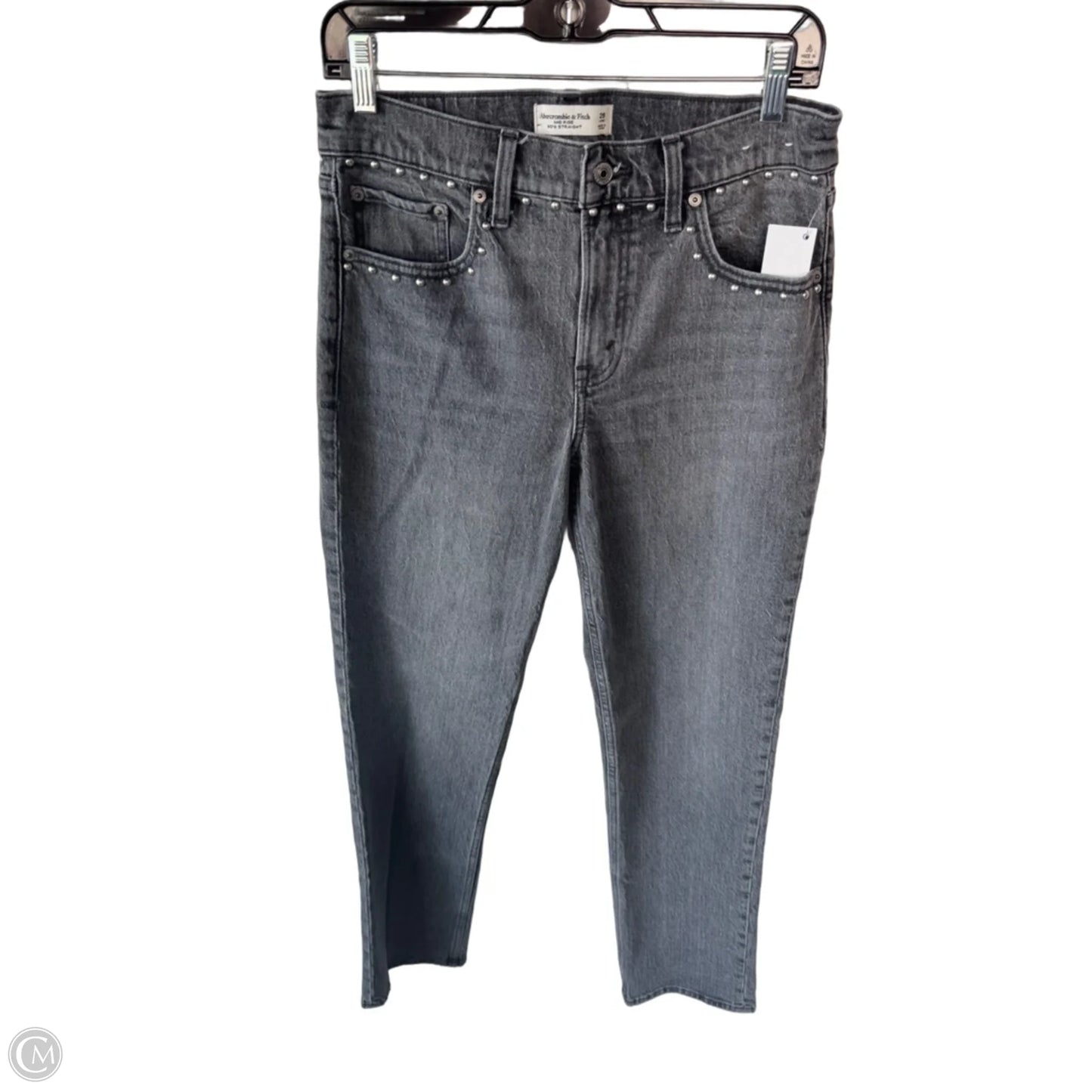 Jeans Straight By Abercrombie And Fitch In Grey Denim, Size: 6l
