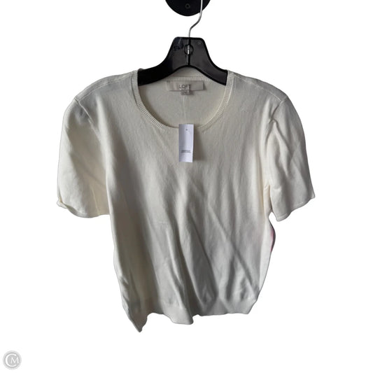 Sweater Short Sleeve By Loft In Cream, Size: L