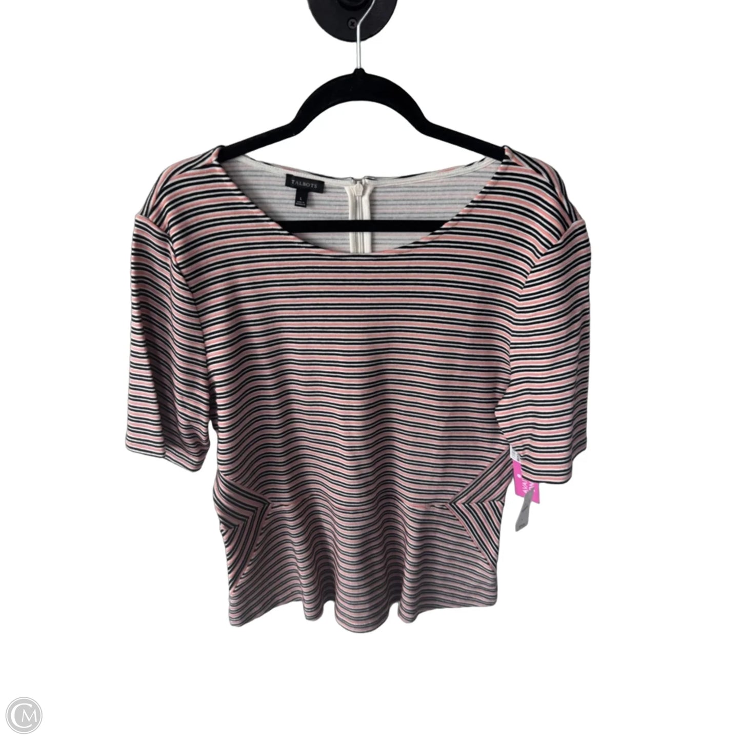 Top Short Sleeve By Talbots In Black & Pink, Size: L