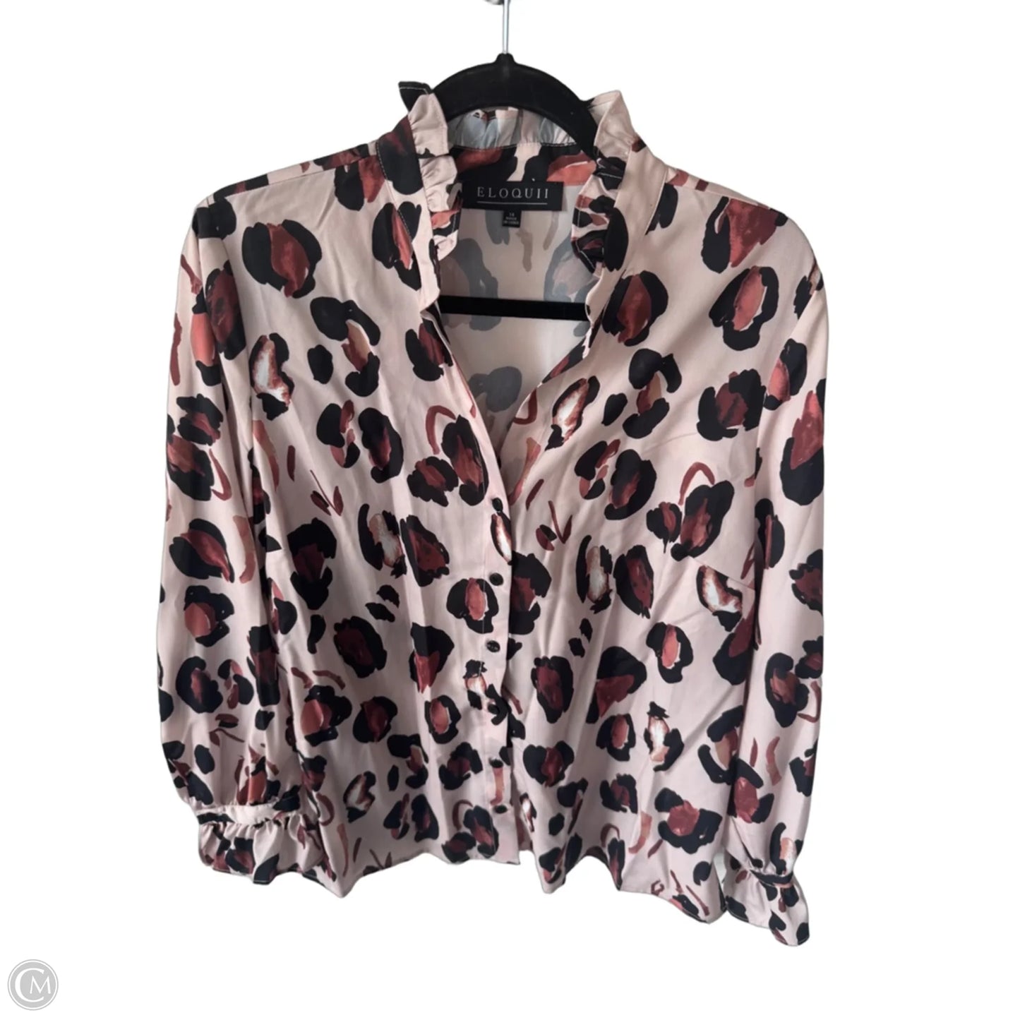 Top Long Sleeve By Eloquii In Black & Brown, Size: L