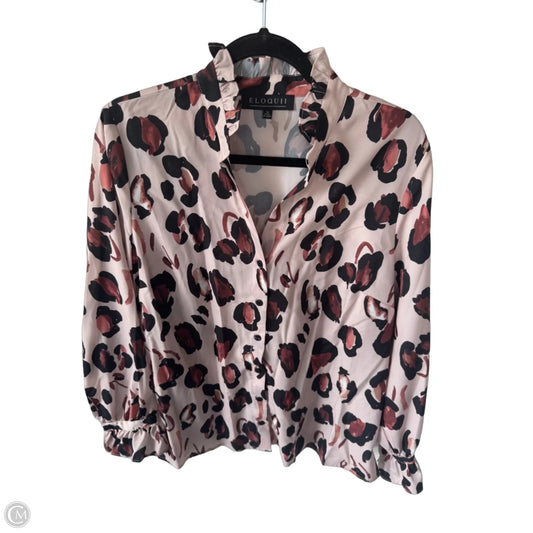 Top Long Sleeve By Eloquii In Black & Brown, Size: L