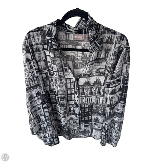 Top Long Sleeve By Chicos In Black & White, Size: Xl