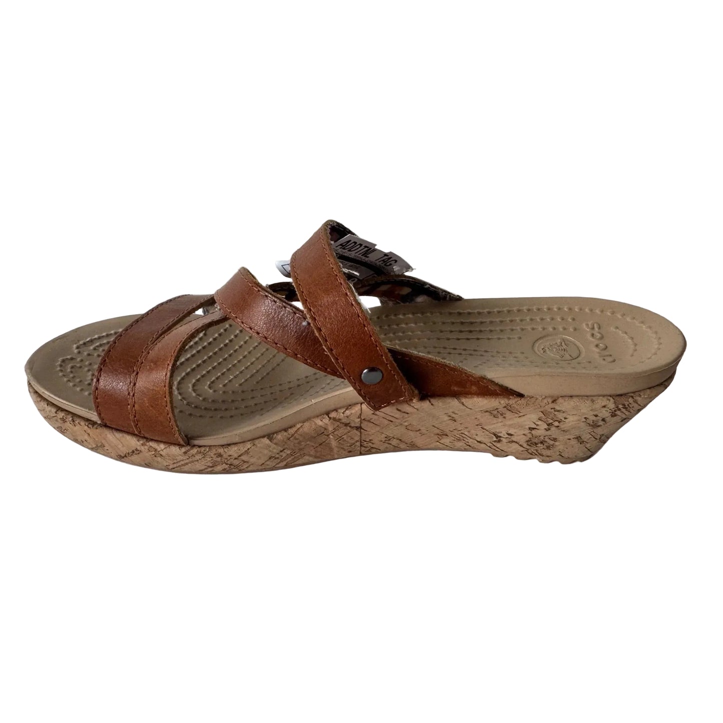 Sandals Heels Wedge By Crocs In Brown, Size: 8