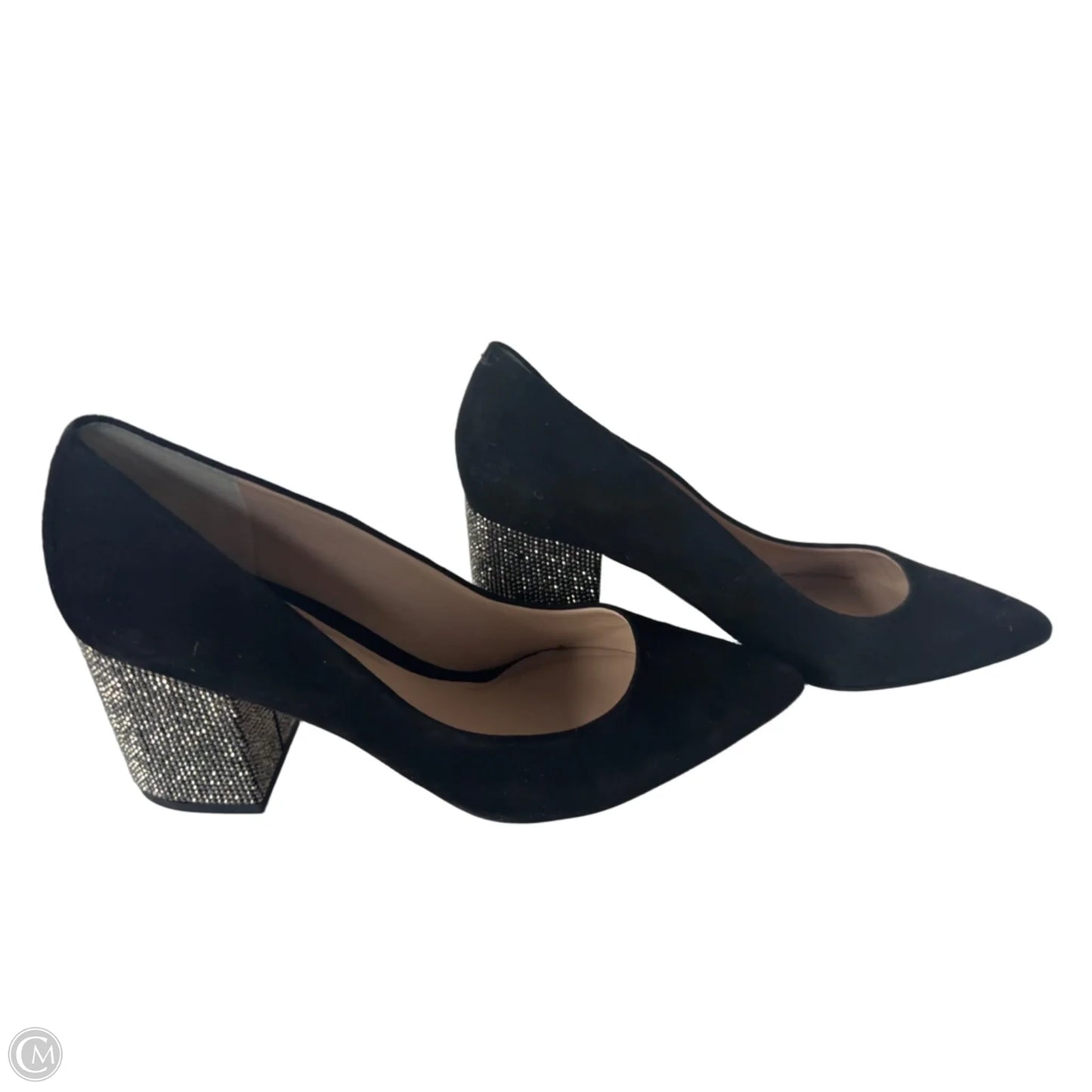 Shoes Designer By Karl Lagerfeld In Black & Silver, Size: 8