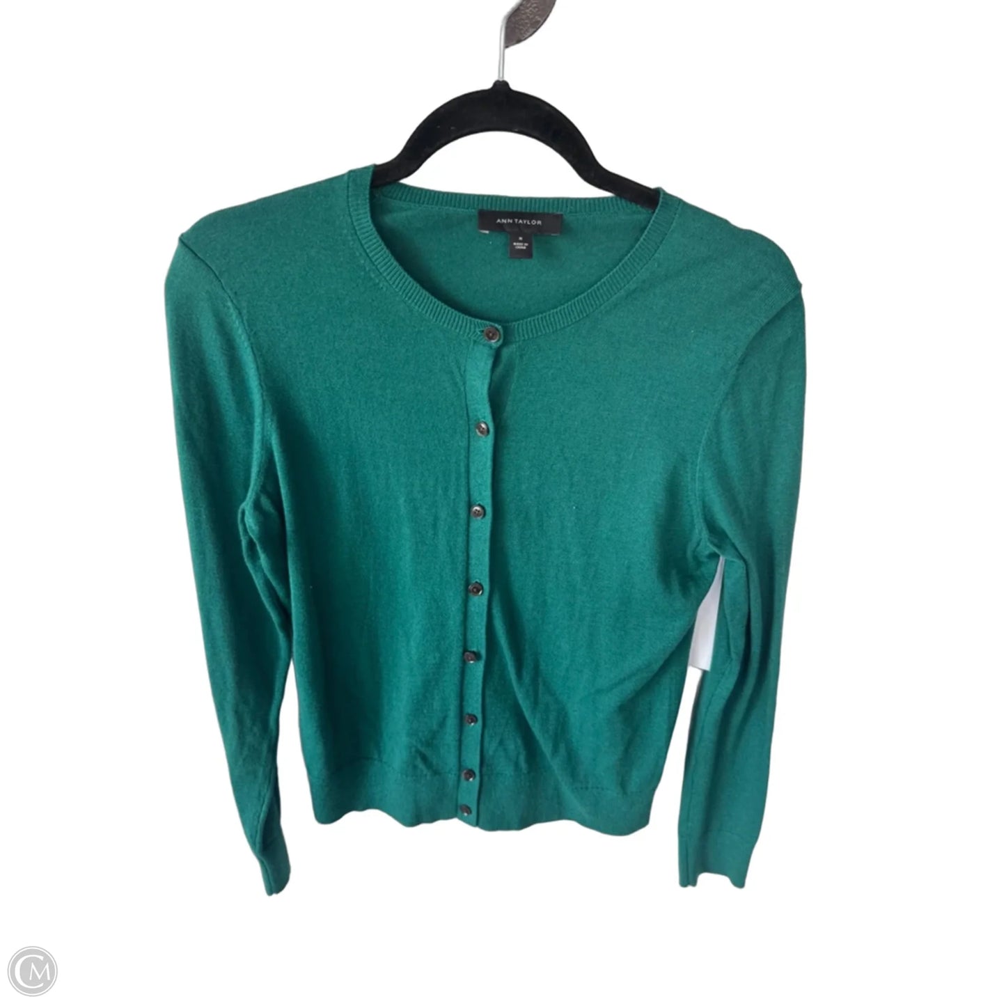 Sweater Cardigan By Ann Taylor In Green, Size: M
