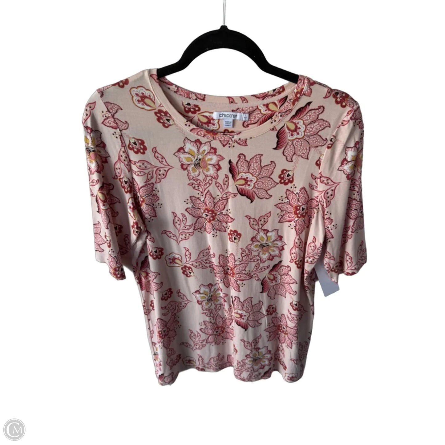 Top Short Sleeve By Chicos In Pink, Size: M
