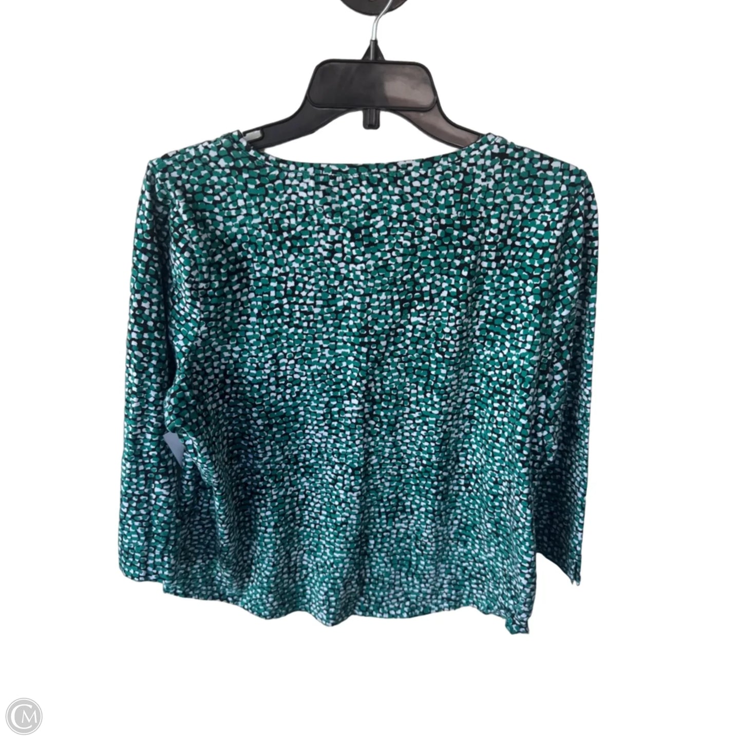 Top 3/4 Sleeve Basic By Chicos In Green & White, Size: L