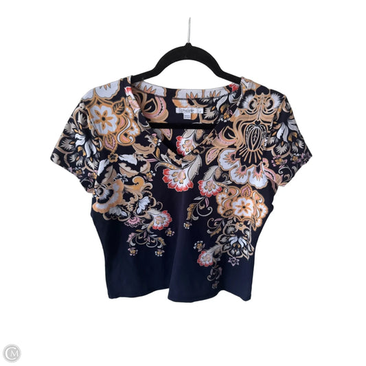 Top Short Sleeve By Chicos In Blue & Orange, Size: M