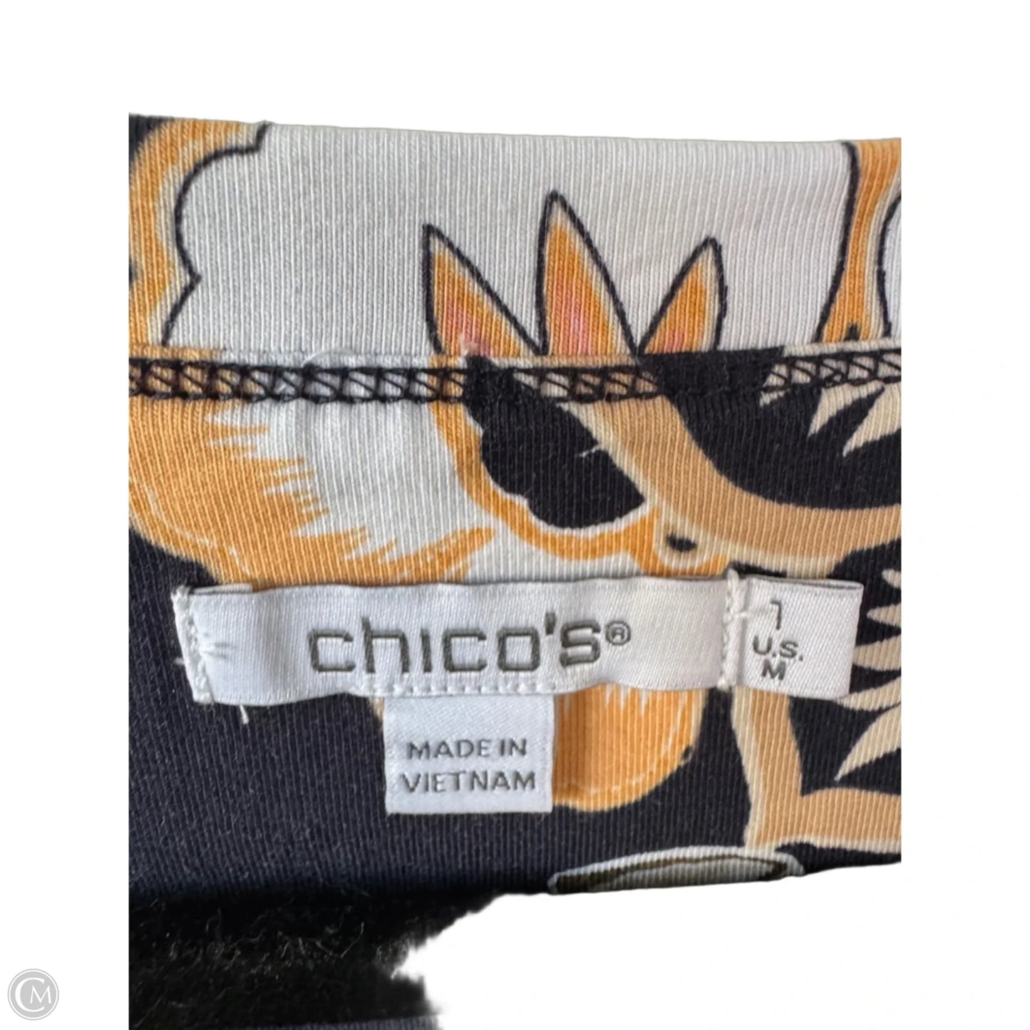 Top Short Sleeve By Chicos In Blue & Orange, Size: M