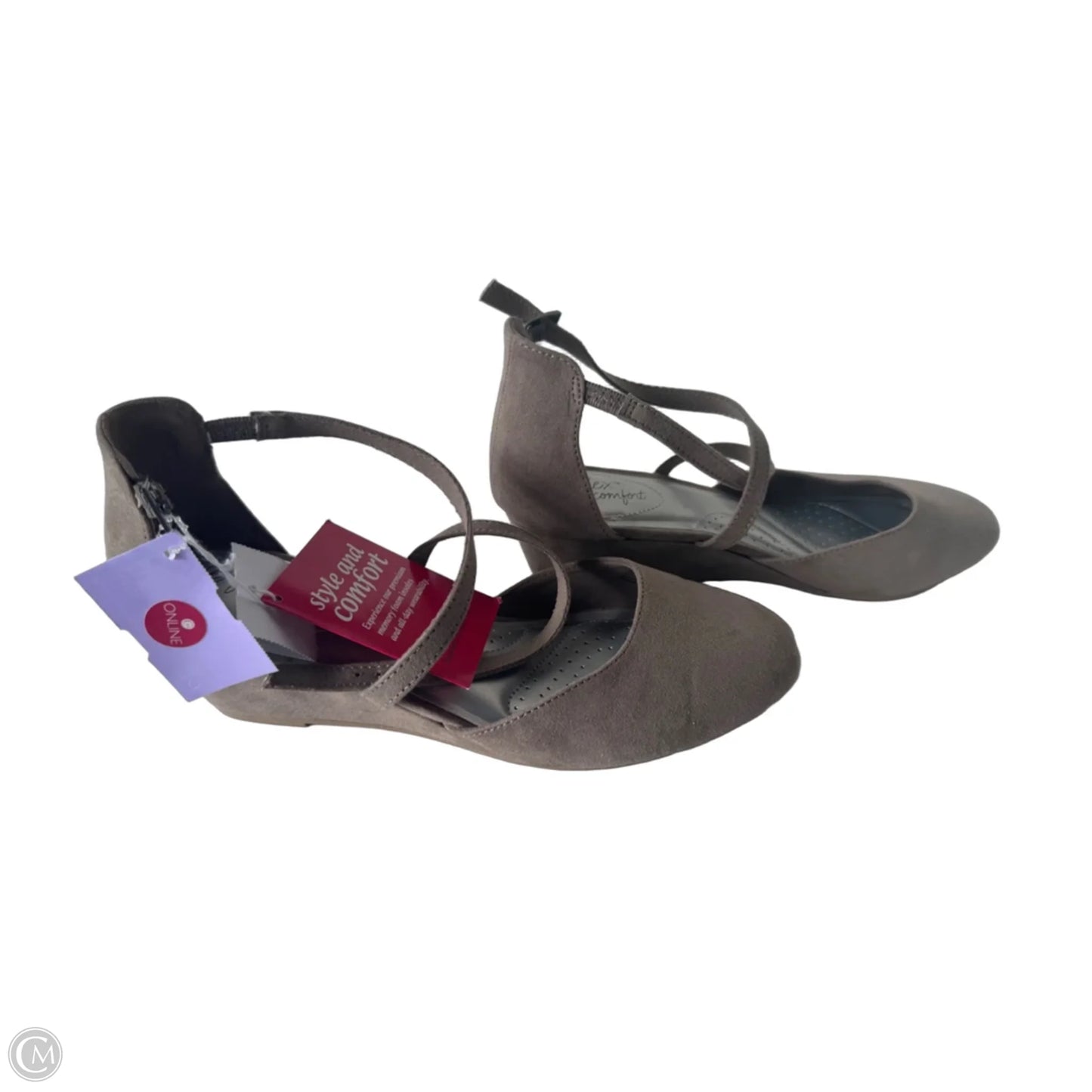 Shoes Heels Wedge By Dexflex In Taupe, Size: 8