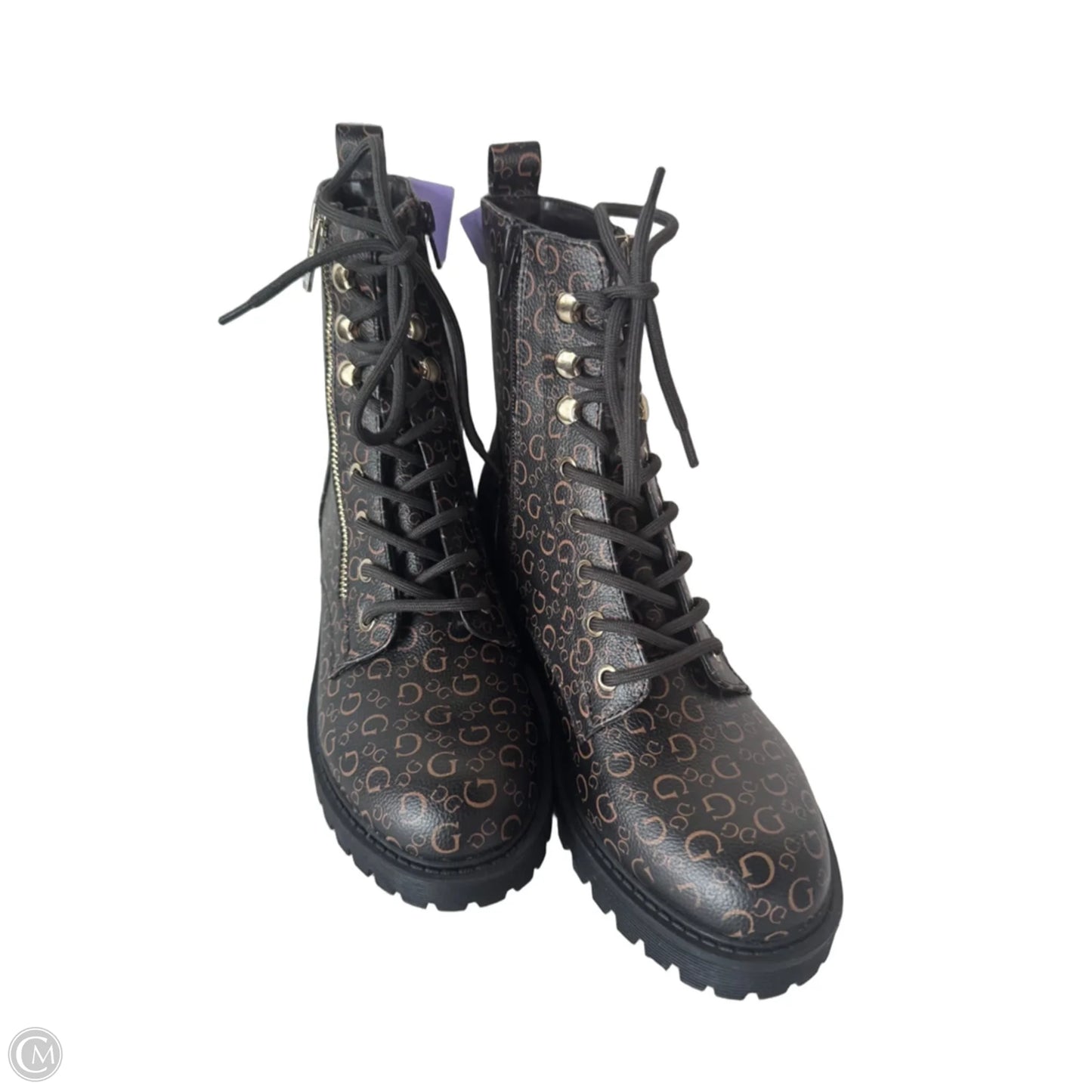 Boots Ankle Flats By Guess In Black & Brown, Size: 8