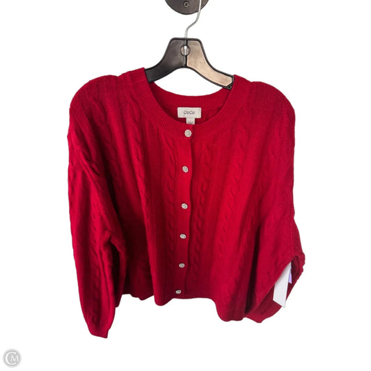 Sweater Cardigan By Cece In Red, Size: L