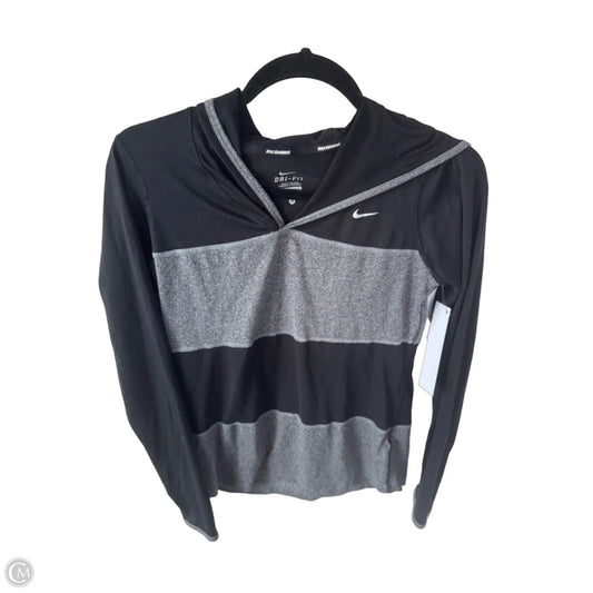 Athletic Top Long Sleeve Hoodie By Nike In Black & Grey, Size: M