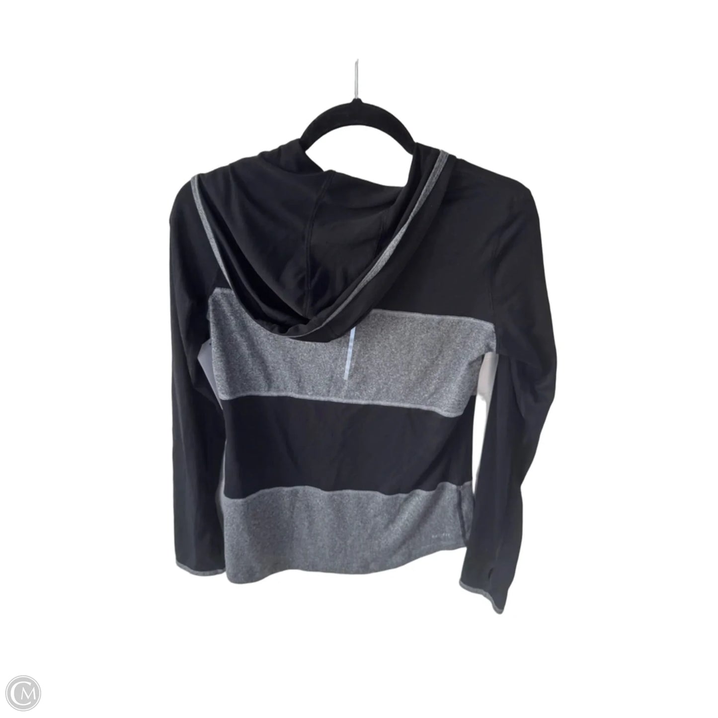 Athletic Top Long Sleeve Hoodie By Nike In Black & Grey, Size: M