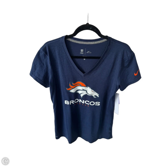 Athletic Top Short Sleeve By Nfl In Blue & Orange, Size: M