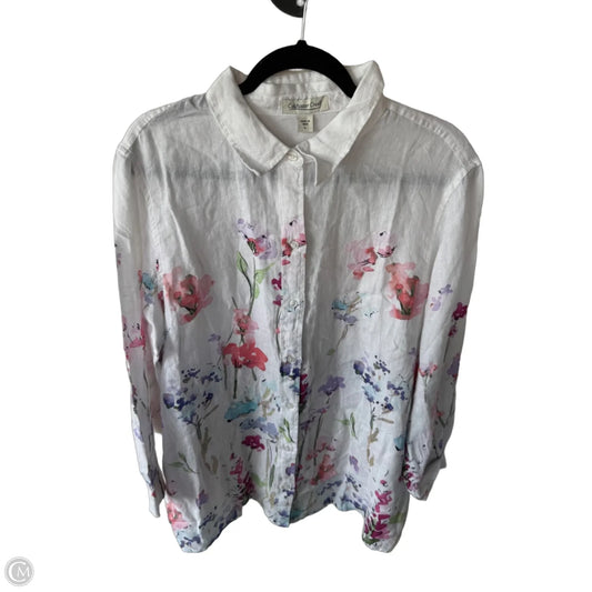 Top Long Sleeve By Coldwater Creek In Pink & Purple, Size: L