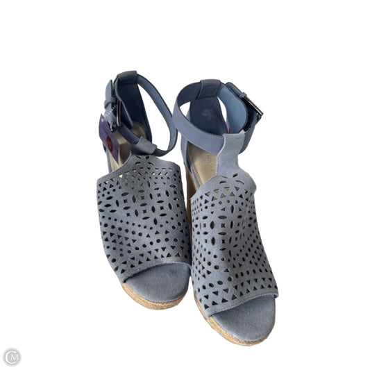 Sandals Heels Wedge By Marc Fisher In Blue & Tan, Size: 9