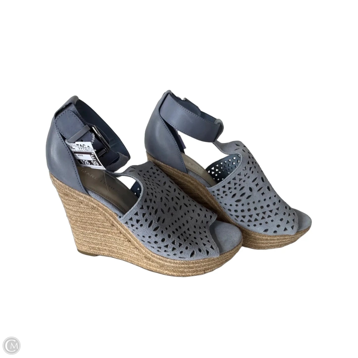 Sandals Heels Wedge By Marc Fisher In Blue & Tan, Size: 9