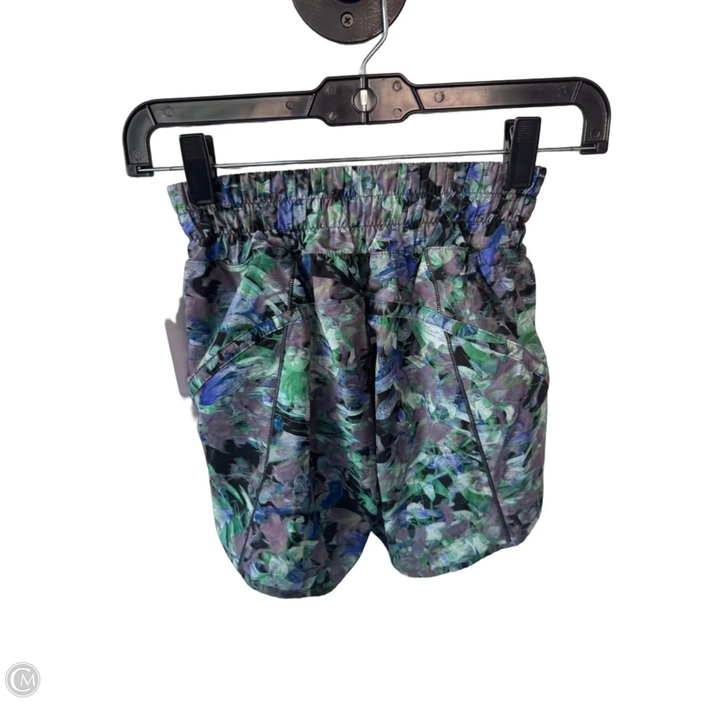 Athletic Shorts By Lululemon In Green & Grey, Size: 0