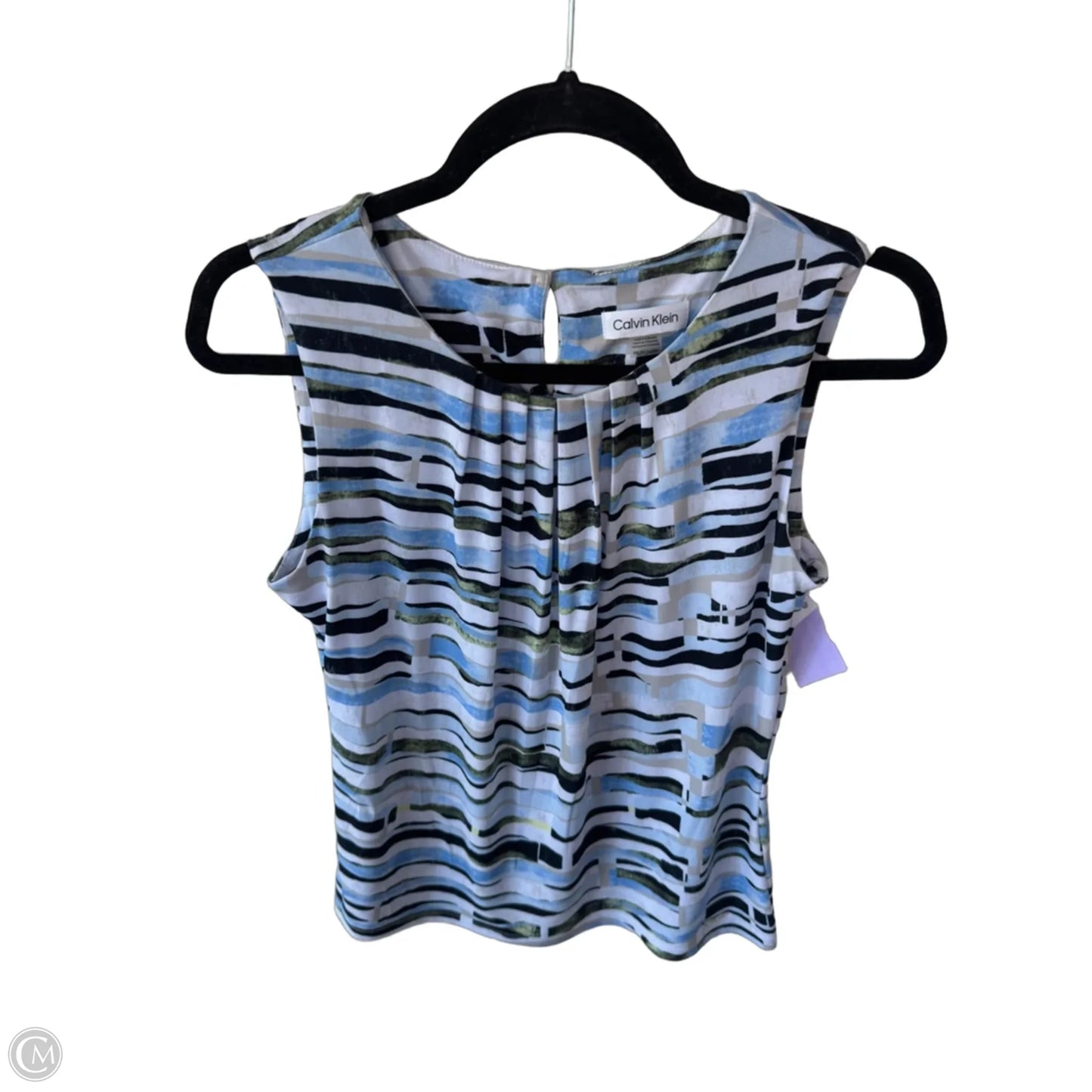 Top Sleeveless By Calvin Klein In Blue & White, Size: Sp