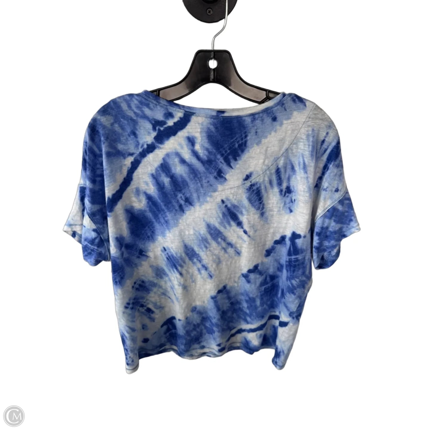 Top Short Sleeve By Chicos In Blue & White, Size: L