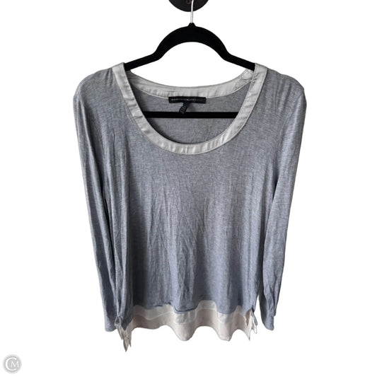 Top Long Sleeve By White House Black Market In Grey & White, Size: L