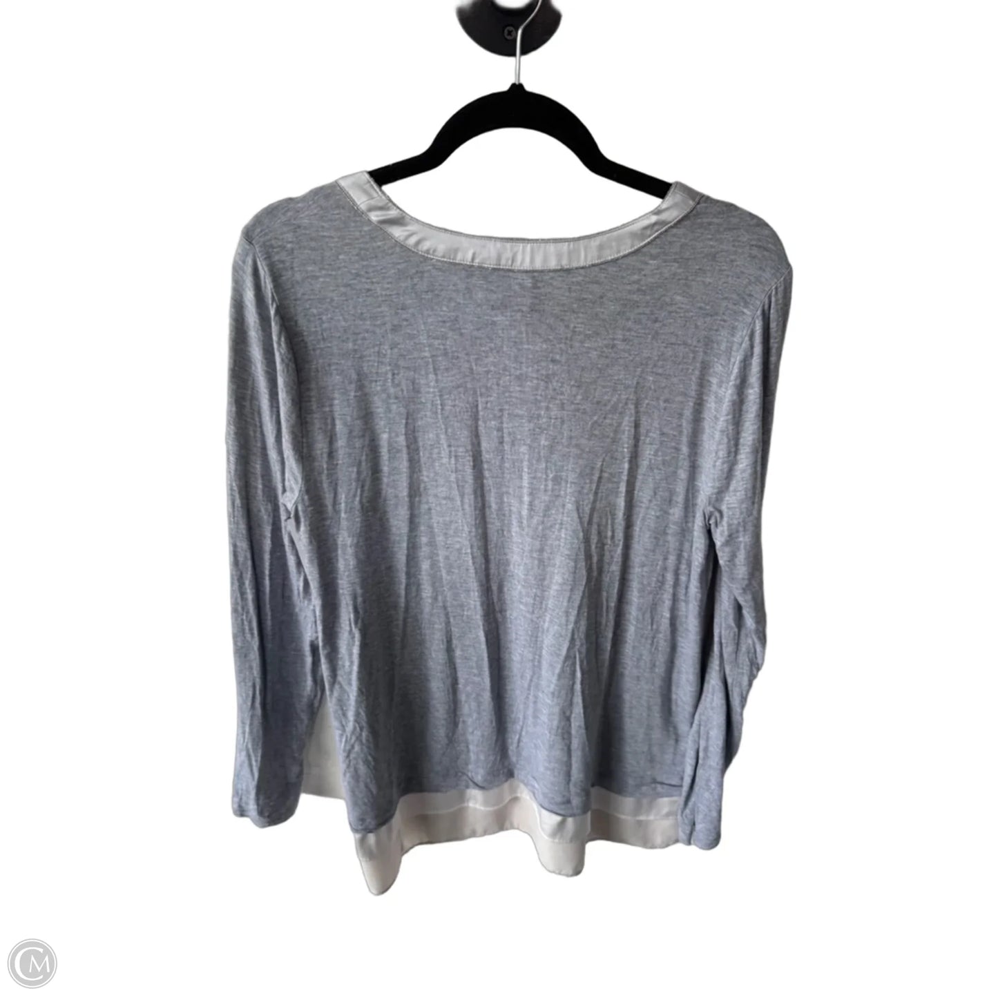 Top Long Sleeve By White House Black Market In Grey & White, Size: L