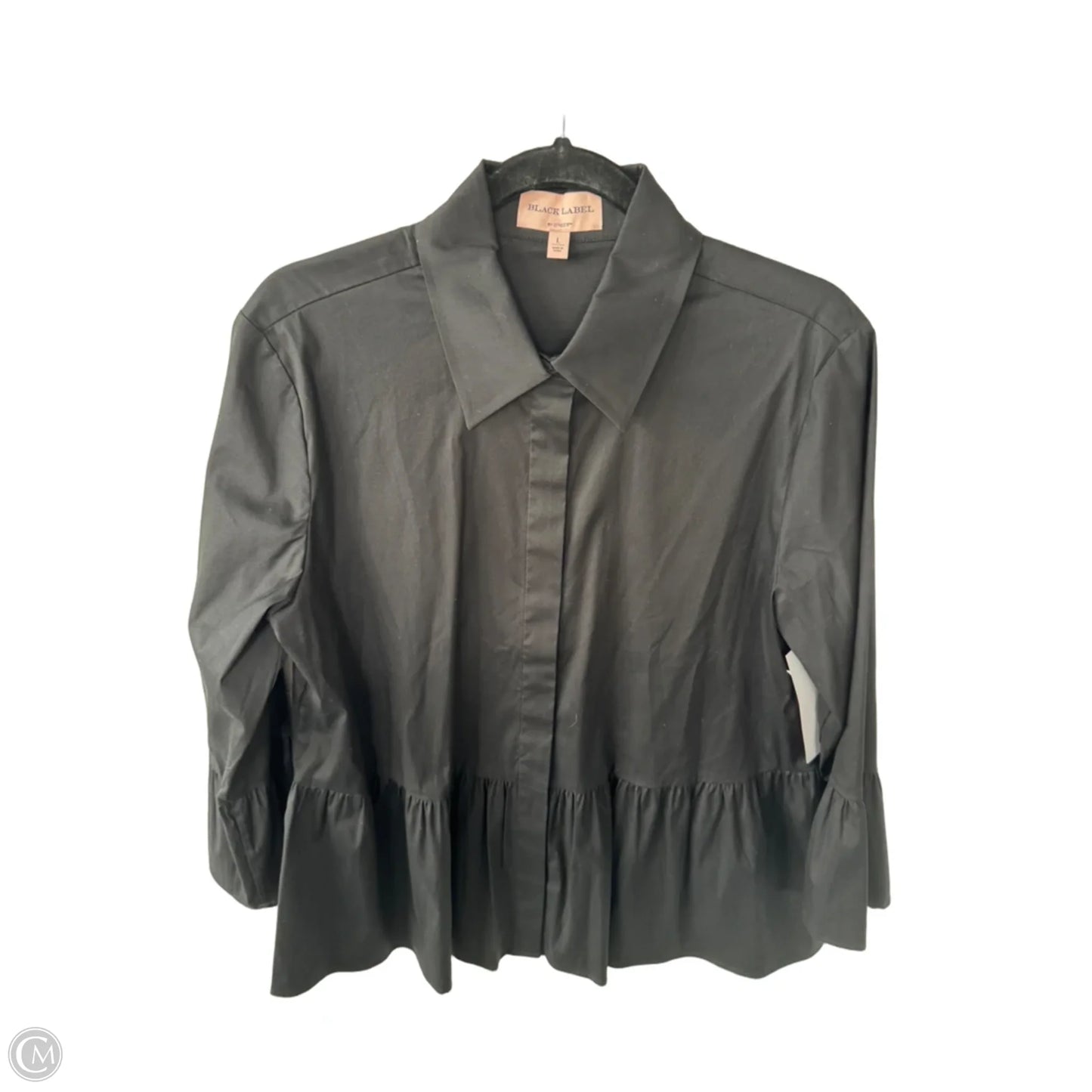 Top 3/4 Sleeve By Chicos In Black, Size: L