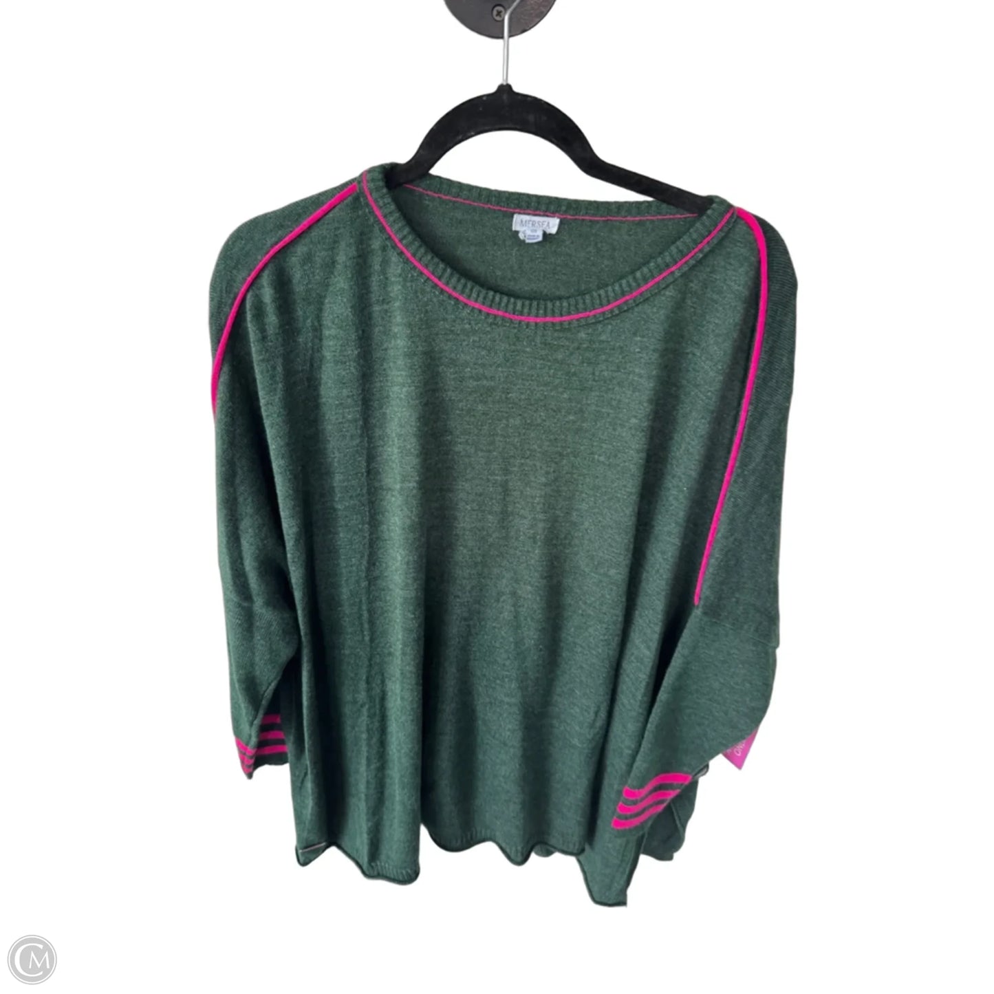 Sweater By Mer Sea In Green & Pink, Size: Osfm