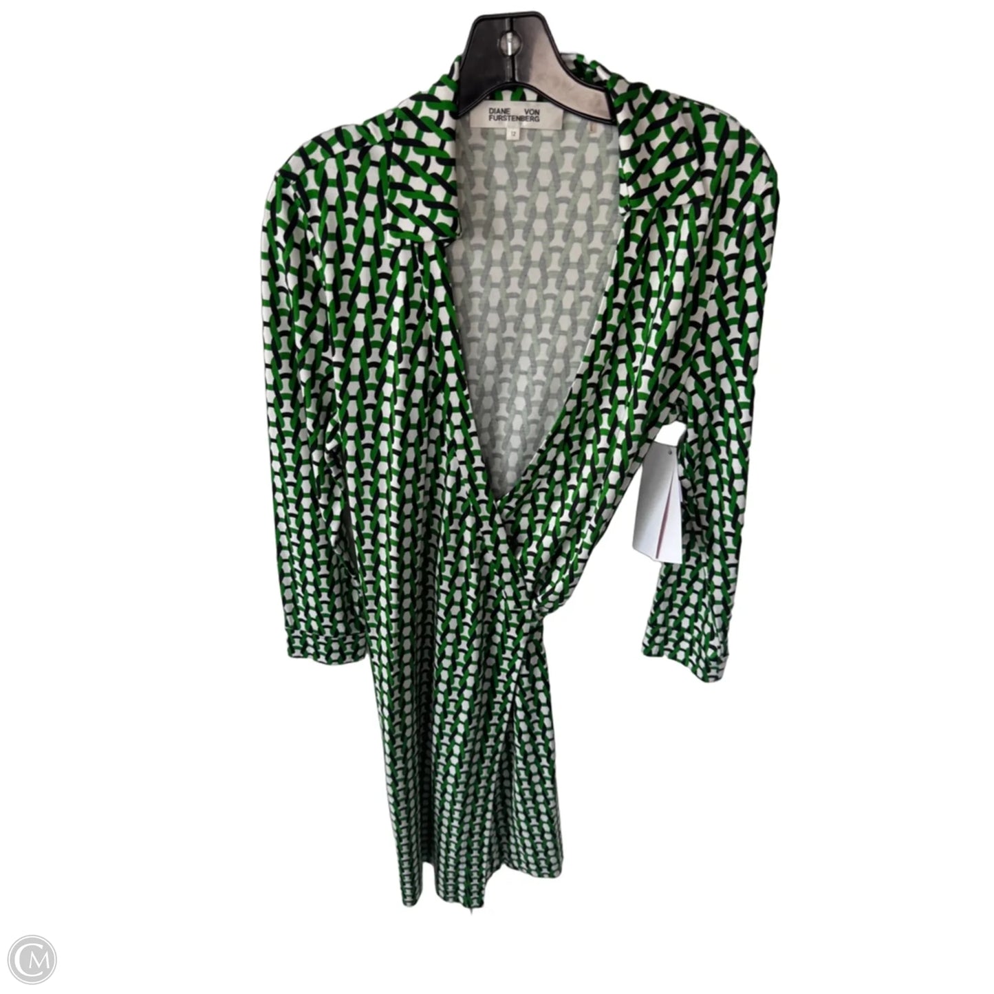 Dress Designer By Diane Von Furstenberg In Green & White, Size: L