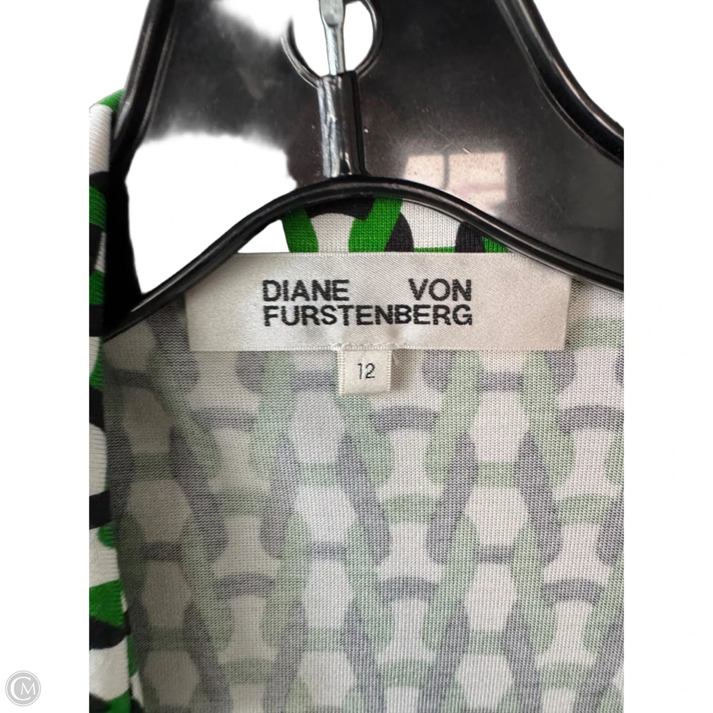 Dress Designer By Diane Von Furstenberg In Green & White, Size: L