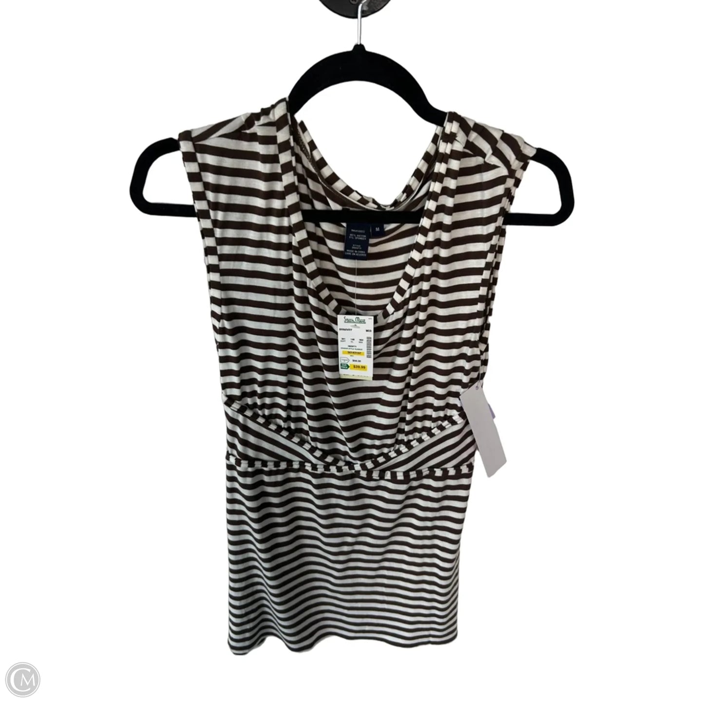 Tunic Short Sleeve By Max Edition In Brown & White, Size: M