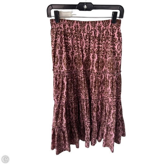 Skirt Midi By Cmc In Brown & Pink, Size: 4