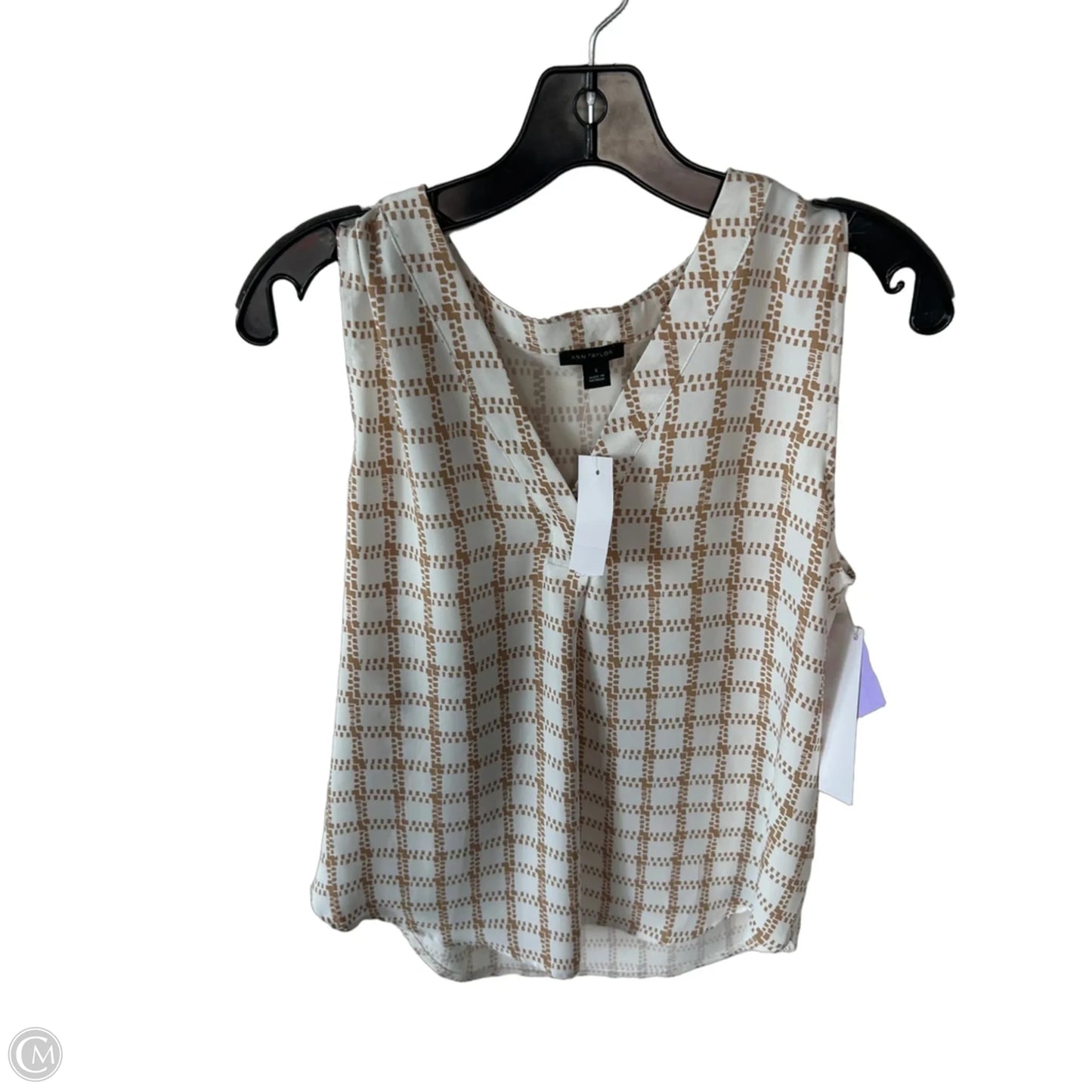 Top Sleeveless By Ann Taylor In Tan & White, Size: S