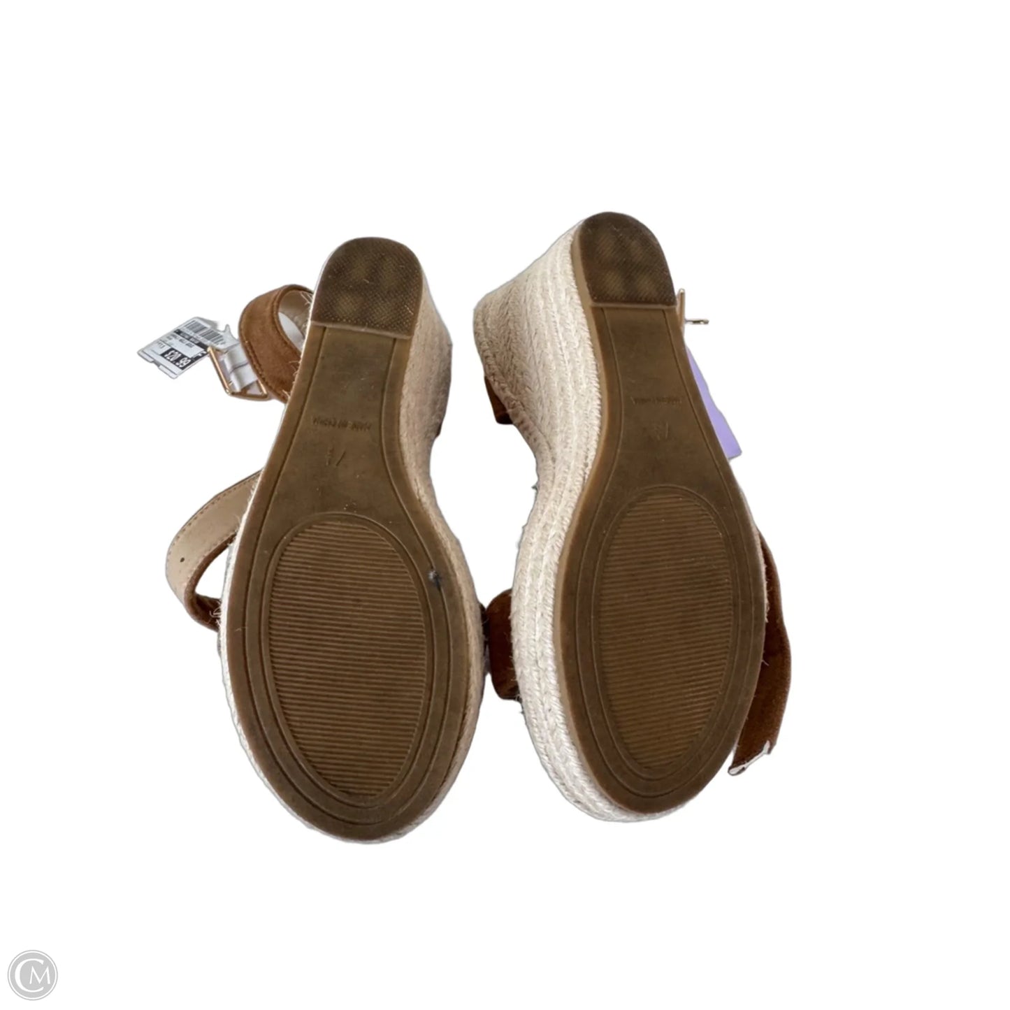 Sandals Heels Wedge By Clothes Mentor In Brown, Size: 7.5