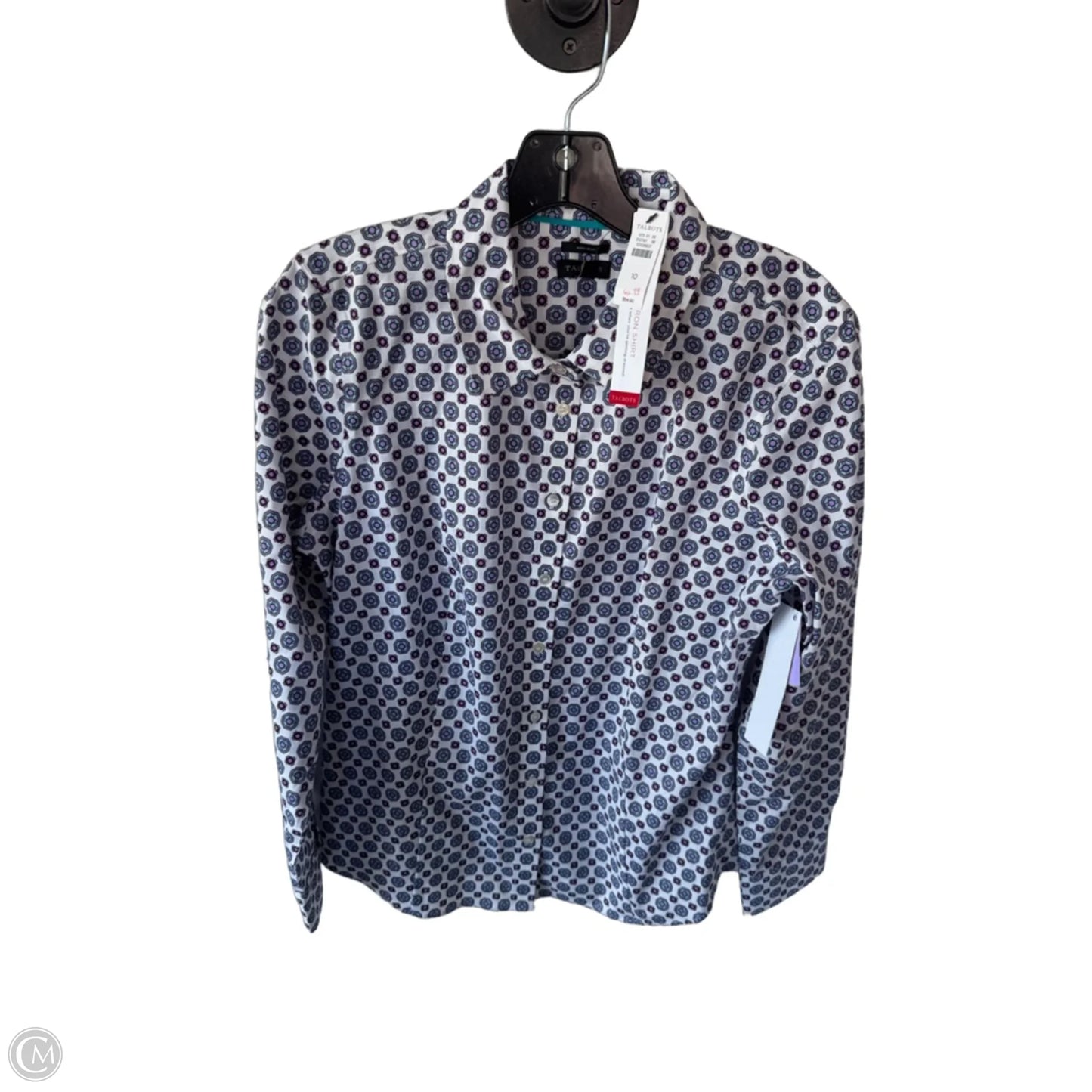 Top Long Sleeve By Talbots In Purple & White, Size: M