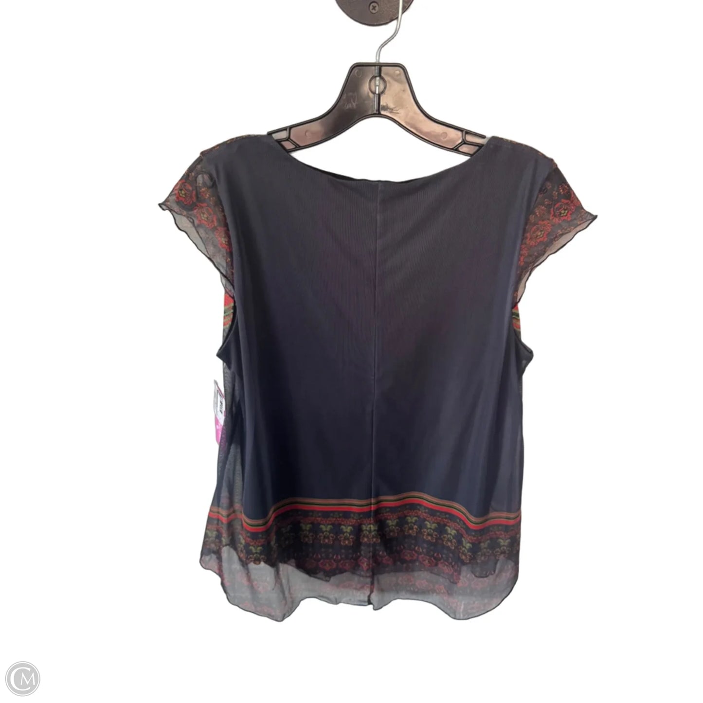 Top Short Sleeve By Desigual In Grey & Red, Size: L