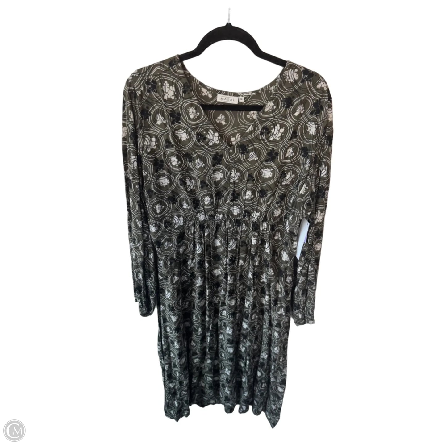 Dress Casual Midi By Cmc In Green & White, Size: M