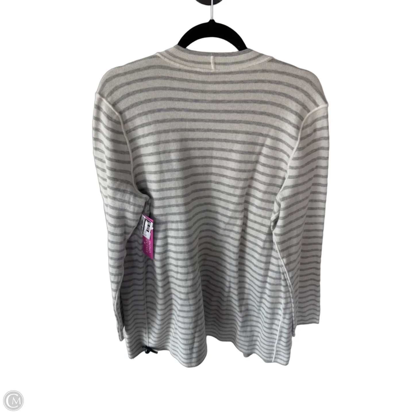 Sweater Cardigan By Loft In Grey & White, Size: L