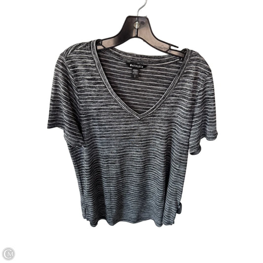 Athletic Top Short Sleeve By Athleta In Black & White, Size: L