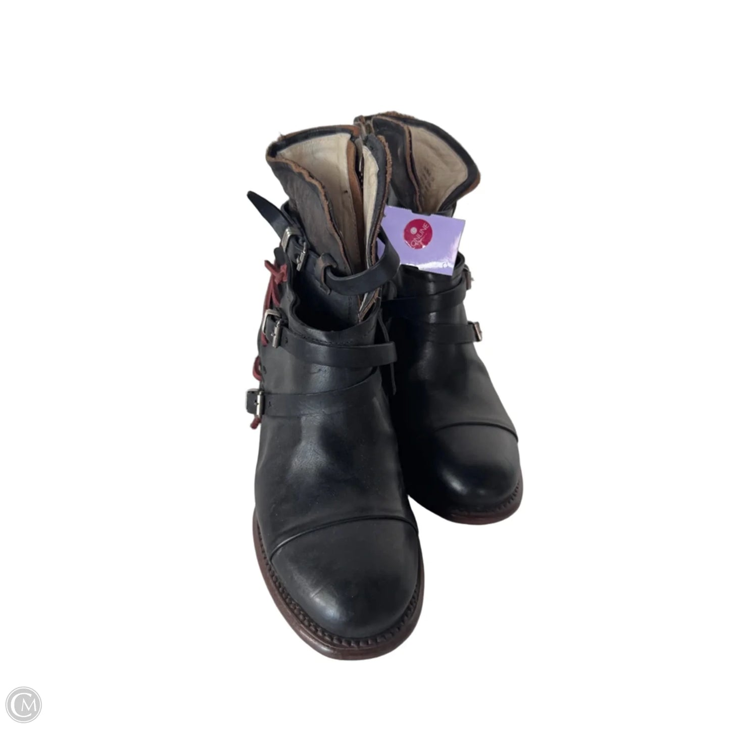 Boots Ankle Heels By Freebird In Black & Red, Size: 10