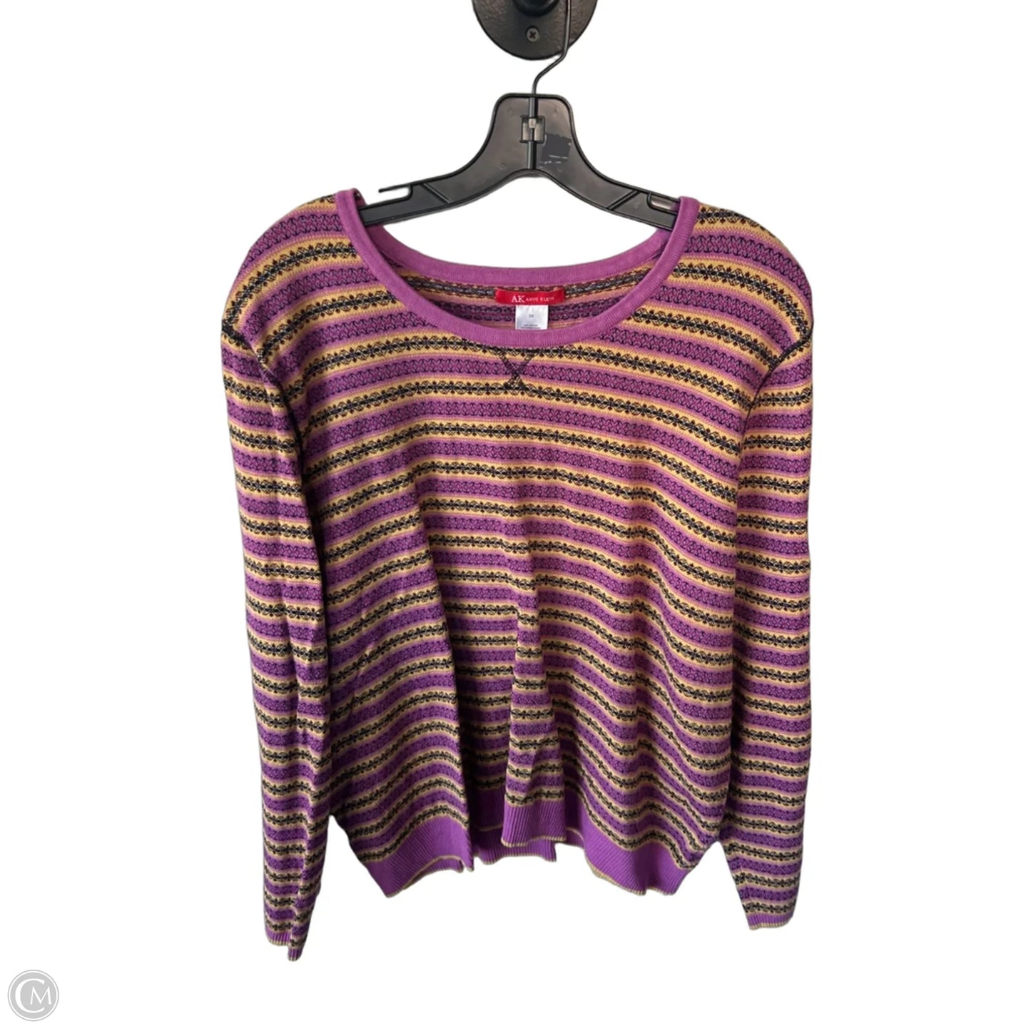 Sweater By Anne Klein In Purple & Yellow, Size: 3x