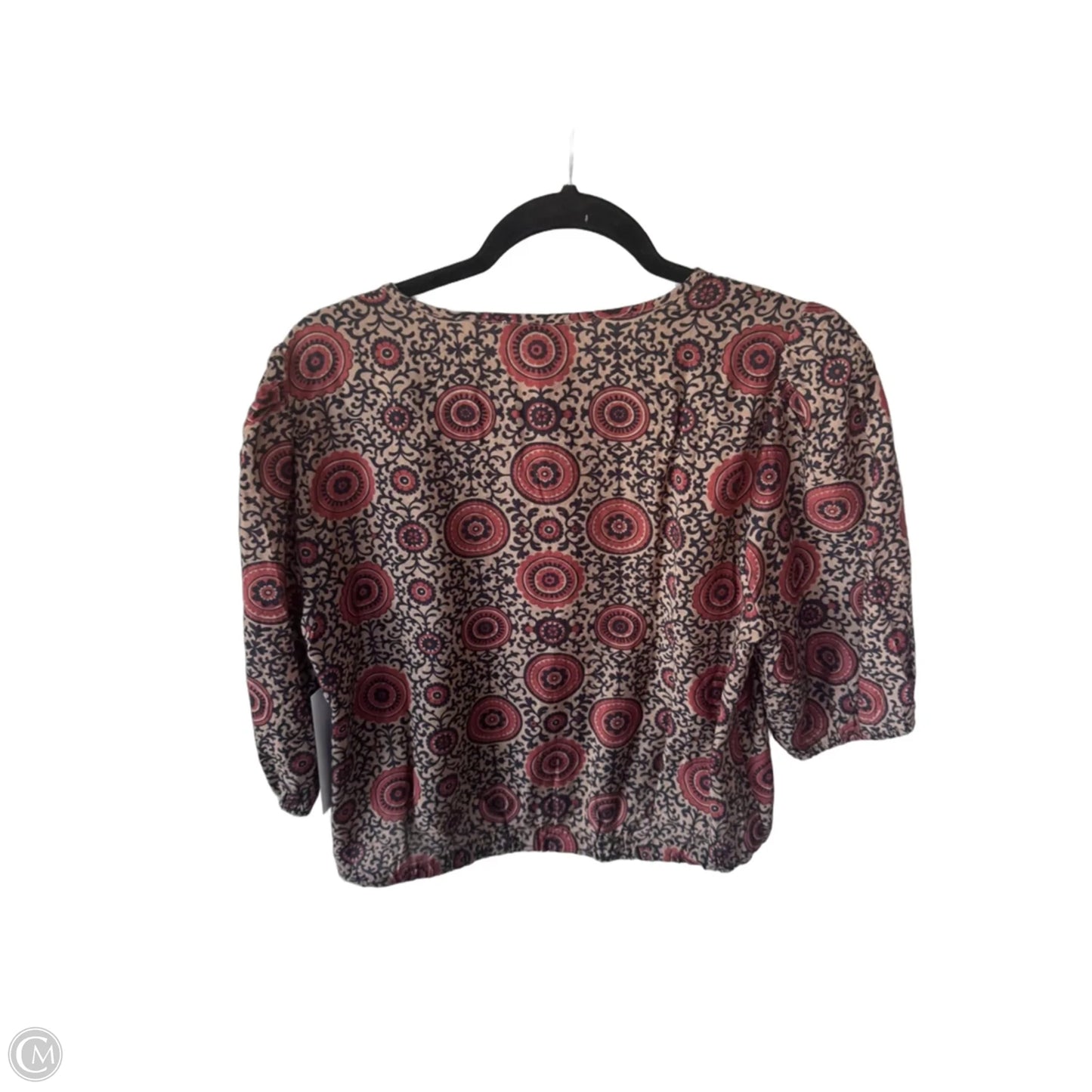 Top Short Sleeve By Evereve In Brown & Red, Size: M
