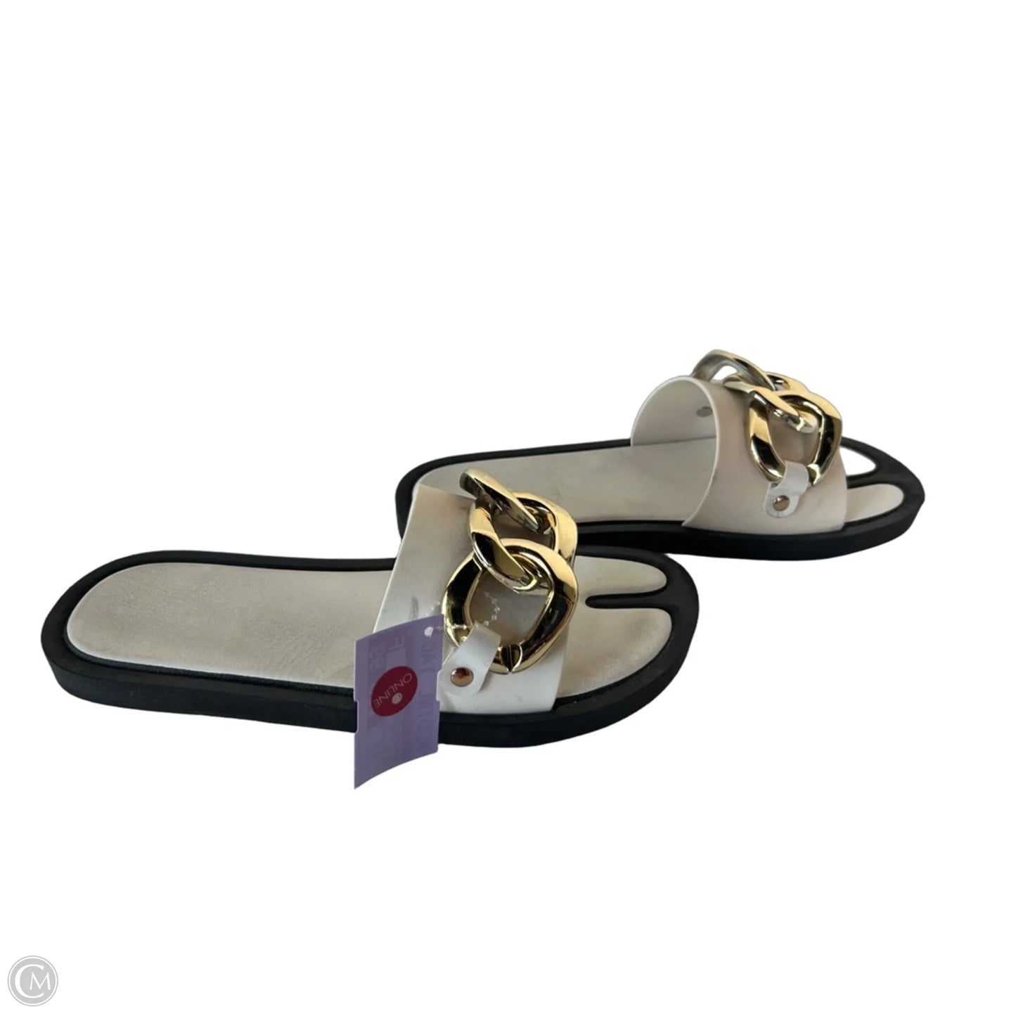 Sandals Flats By Clothes Mentor In Black & White, Size: 9.5