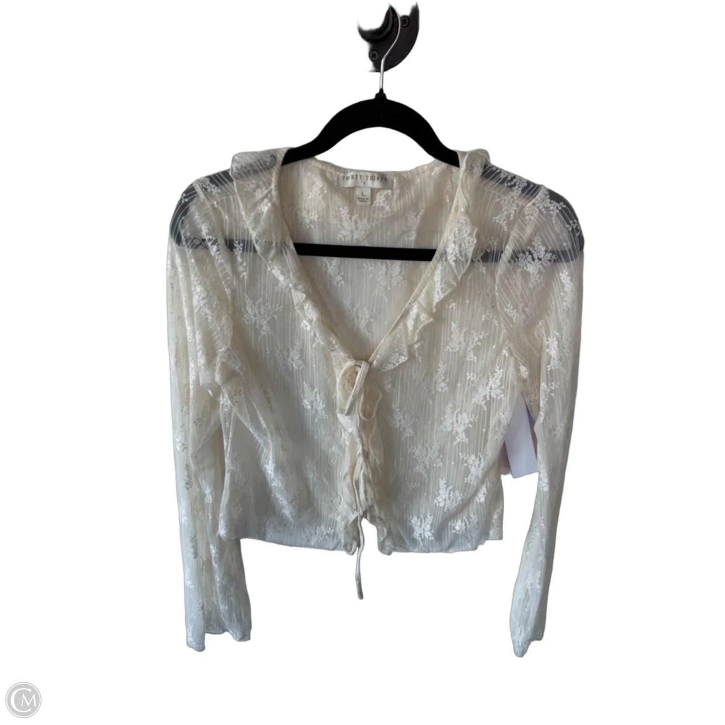 Cardigan By Clothes Mentor In Cream, Size: L