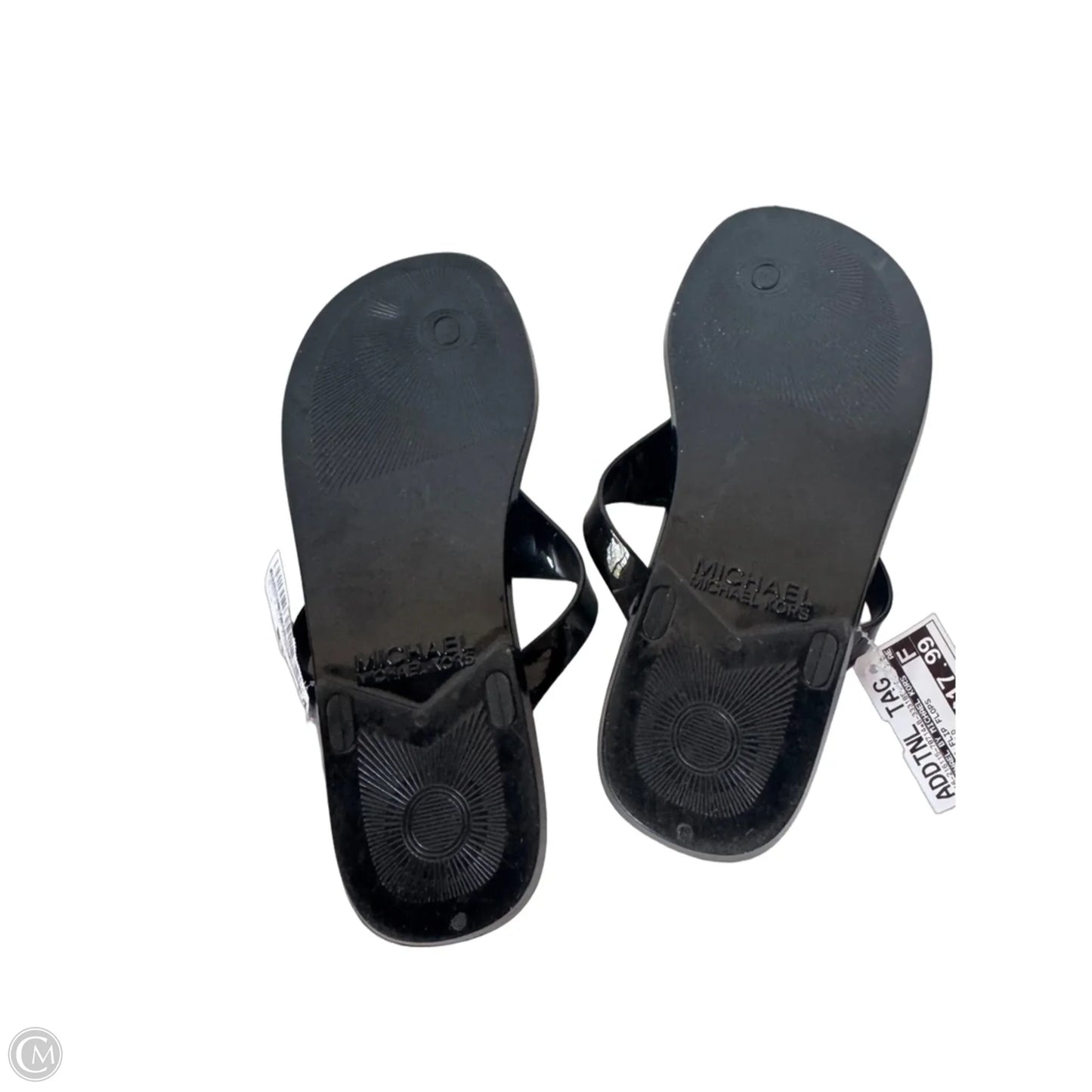 Sandals Flip Flops By Michael By Michael Kors In Black & Gold, Size: 9