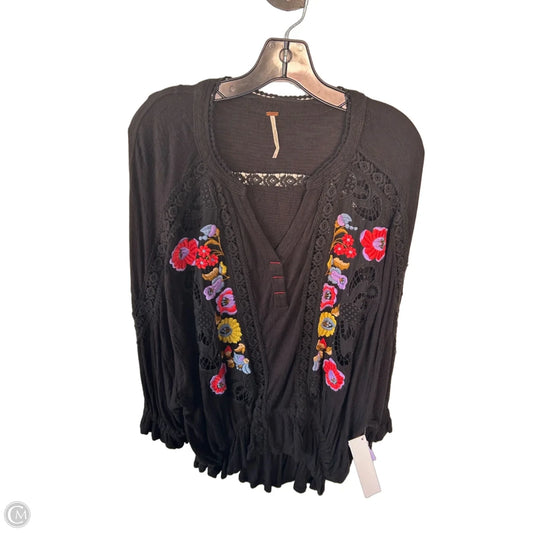Top 3/4 Sleeve By Free People In Black & Purple, Size: M