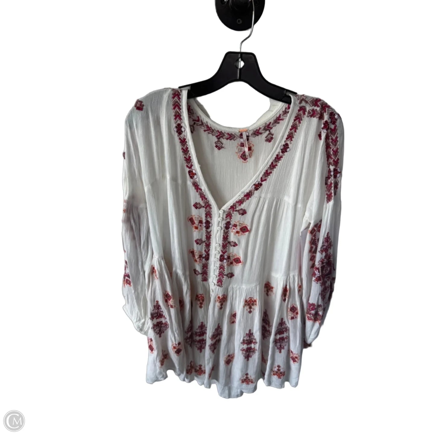 Top Long Sleeve By Free People In Red & White, Size: Xs