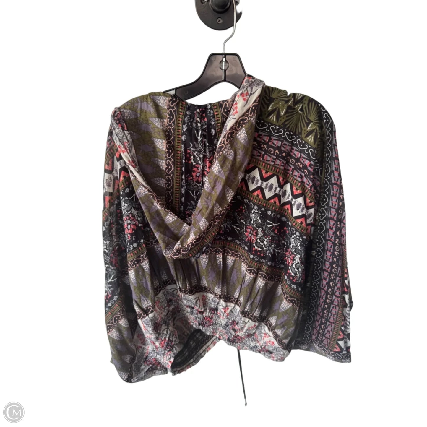 Top 3/4 Sleeve By Free People In Black & Green, Size: Xs