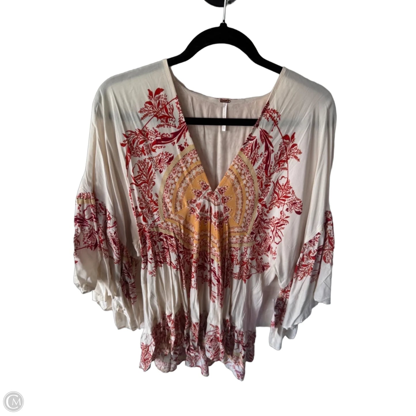 Top 3/4 Sleeve By Free People In Red & Tan, Size: Xs